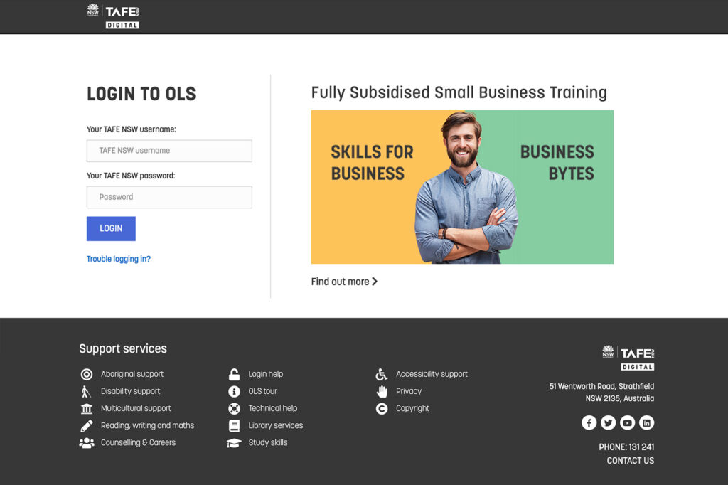 OLS login page
