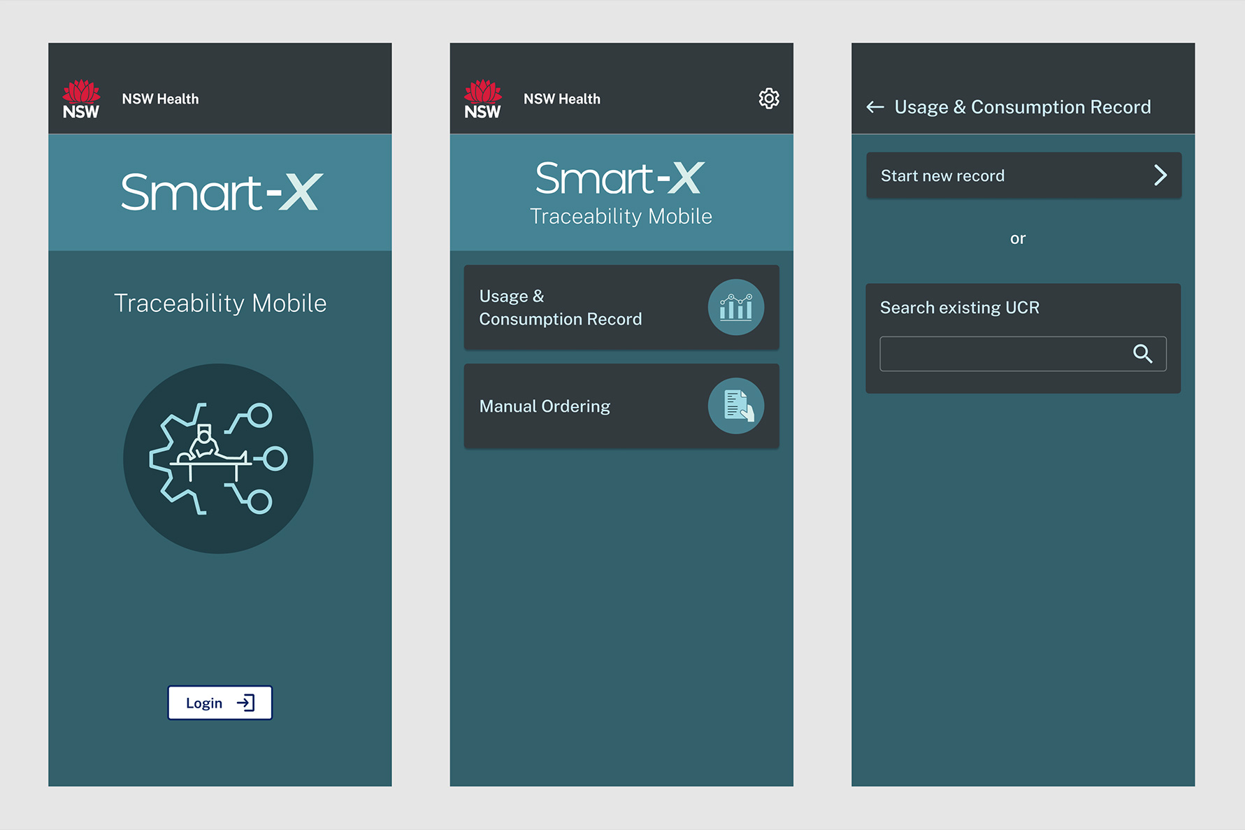 Smart-X Traceability App interface design